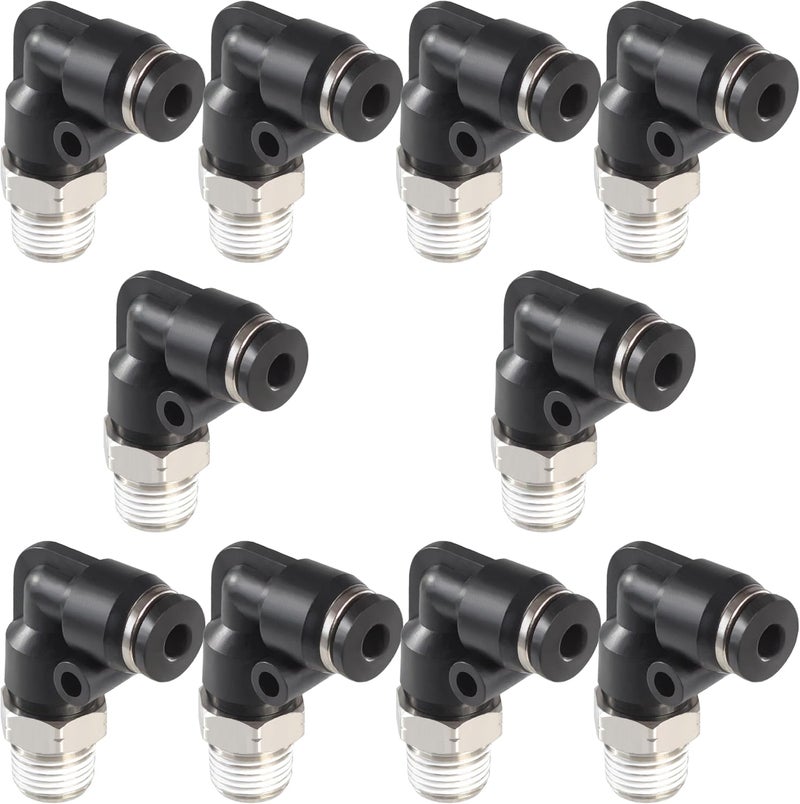 MSAEIQUN 1/8 Air hose fittings, Air fittings Male Elbow 1/8 Inch Tube OD x 1/8 NPT Thread Push to Connect Fitting, PL-1/8-N1 (Pack of 10) (1/8-1/8) - Image 1
